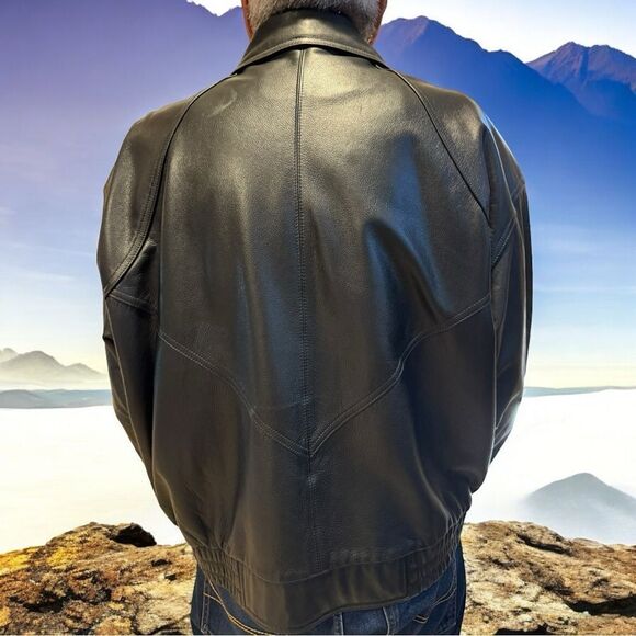 Reed Sportswear Men’s Leather Motorcycle Bomber Jacket Size 50 - Picture 2 of 13
